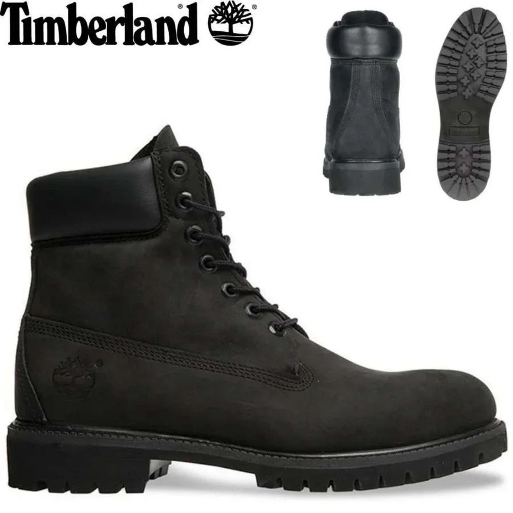 Timberland 6 Inch Premium Waterproof Boots Black Nubuck -Women 9.5 -Men's 8 New